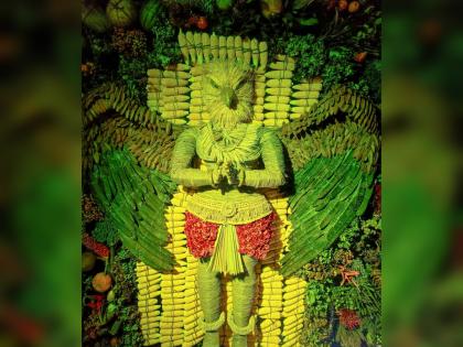 ಅಮೃತ ಬಳ್ಳಿಯಲ್ಲಿ ಗಣೇಶ ಚತುರ್ಥಿಯಲ್ಲಿ ಹದ್ದಿನ ಆಕಾರದಲ್ಲಿ ಫಲಾವಳಿ