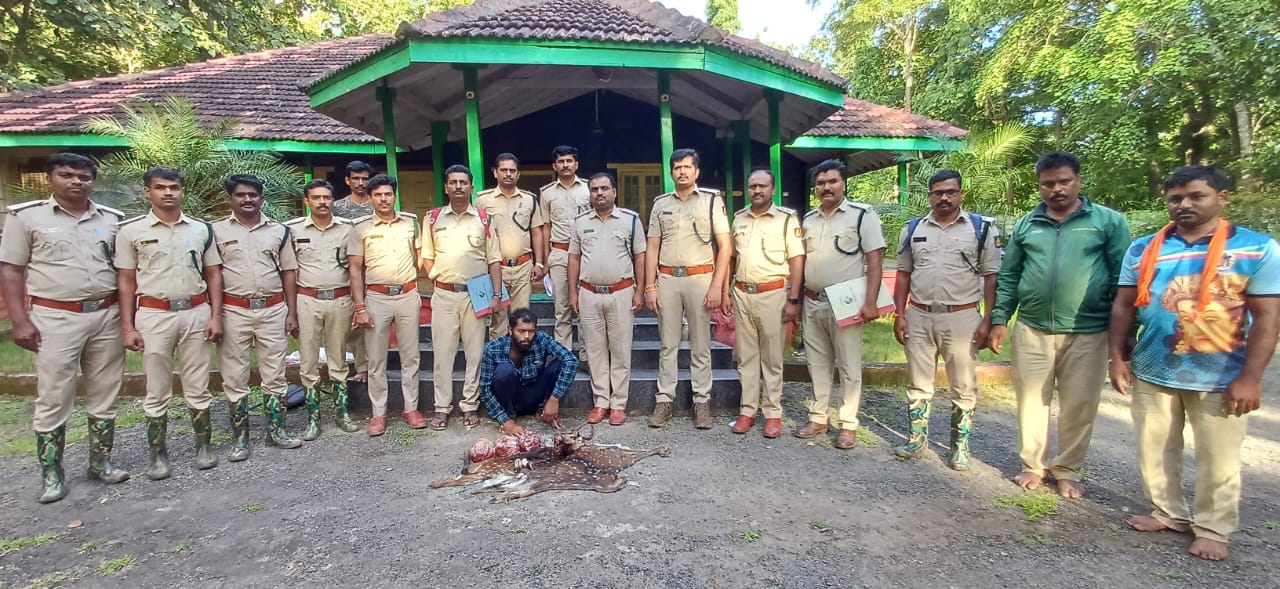 ವಾಸ್ತವ್ಯದ ಮನೆ ಒಳಗೆ ಜಿಂಕೆ ಮಾಂಸ ಸಂಗ್ರಹ