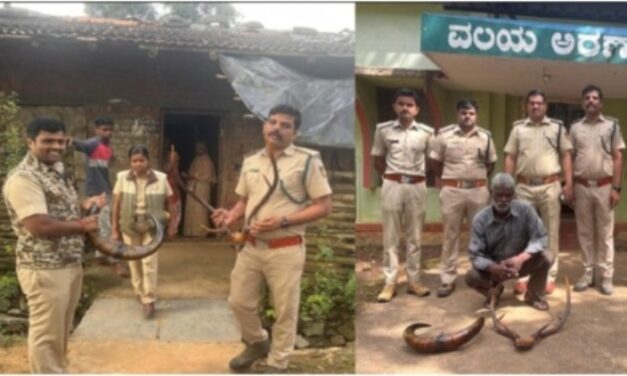 ಮನೆಯಲ್ಲಿ ವನ್ಯ ಪ್ರಾಣಿಗಳ ಅವಶೇಷ ಪತ್ತೆ ದಾಂಡೇಲಿಯಲ್ಲಿ ಆರೋಪಿ ಬಂಧನ