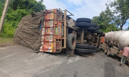 ಅಂಕೋಲಾ-ಹುಬ್ಬಳ್ಳಿ ಹೆದ್ದಾರಿಯಲ್ಲಿ ಲಾರಿ ಪಲ್ಟಿ