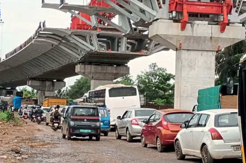 ಗೋವಾ ಪರ್ವರಿ ಪ್ಲೈಓವರ್ ನಿರ್ಮಾಣ, ಭಾರಿ ಟ್ರಾಫಿಕ್ ಜಾಮ್