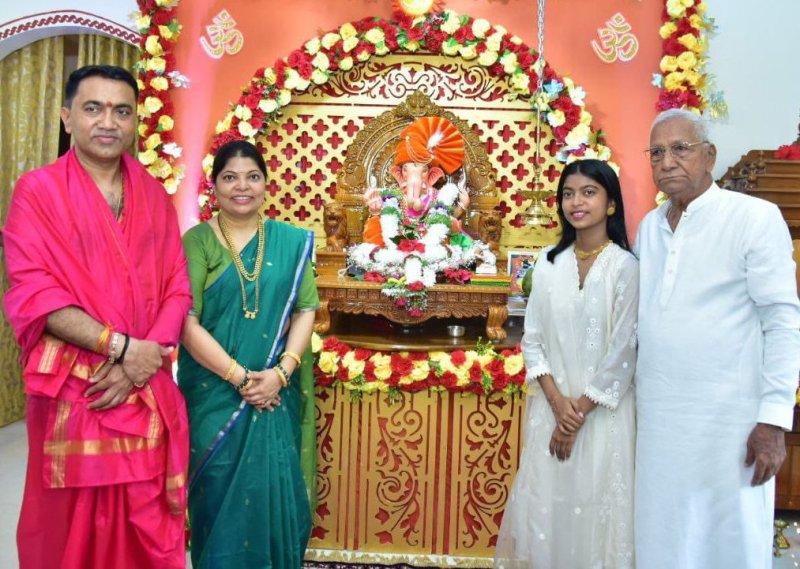 ಗೋವಾ ಸಿಎಂ ಸಾವಂತ್ ಮನೆಯಲ್ಲಿ ಗೌರಿ-ಗಣೇಶ ಹಬ್ಬದ ಸಂಭ್ರಮ
