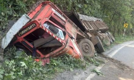 ಶಿರಲೆ ಕ್ರಾಸ್ ಹತ್ತಿರ ಲಾರಿ ಪಲ್ಟಿ :ಚಾಲಕ ಸಾವು