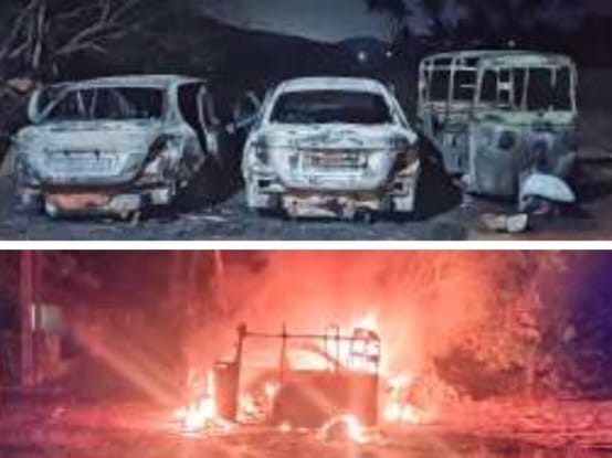 ಆಮದಳ್ಳಿಯಲ್ಲಿ ಅಗ್ನಿ ಅವಘಡ;ಮೂರು ವಾಹನಗಳು ಭಸ್ಮ