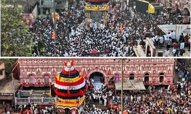 ಶಿರಸಿ ಮಾರಿಕಾಂಬೆ ದೇವಿಯು ರಥಾರೂಢಳಾಗಿ,ಜಾತ್ರೆಯ ಗದ್ದುಗೆಗೆ ಆಸೀನ;ಫೆ 26 ರಿಂದ ಭಕ್ತರ ಸೇವೆಗೆ ಅವಕಾಶ