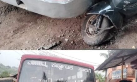 ಸಾರಿಗೆ ಬಸ್ಸೊಂದೊರ ಬ್ರೇಕ್ ಪೇಲ್, ಸ್ಕೂಟರ್ ಗೆ ಡಿಕ್ಕಿ;ಸಾರ್ವಜನಿಕರ ಆಕ್ರೋಶ