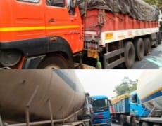 ಅರಬೈಲ್ ಘಟ್ಟದಲ್ಲಿ ಸರಣಿ ಅಪಘಾತ;ಲಾರಿಗಳು ಜಖಂ