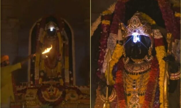ರಾಮನವಮಿ ಅಯೋಧ್ಯೆ ಬಾಲರಾಮನ ಹಣೆ ಮೇಲೆ ಮೂಡಿದ ಸೂರ್ಯ ತಿಲಕ