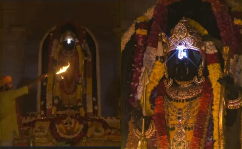 ರಾಮನವಮಿ ಅಯೋಧ್ಯೆ ಬಾಲರಾಮನ ಹಣೆ ಮೇಲೆ ಮೂಡಿದ ಸೂರ್ಯ ತಿಲಕ