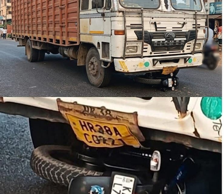 ಗಿಬ್ ಸರ್ಕಲ್ ಬಳಿ ಬೈಕ್ ಲಾರಿ ಭೀಕರ ಅಪಘಾತ; ಸವಾರ ಸ್ಥಳದಲ್ಲೇ ಮೃತ,ಸಹ ಸವಾರನಿಗೆ ಗಂಭೀರ ಗಾಯ