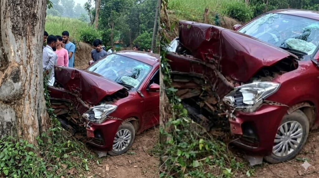 ಬನವಾಸಿ ಚಾಲಕನ ನಿಯಂತ್ರಣ ತಪ್ಪಿ ಮರಕ್ಕೆ ಡಿಕ್ಕಿಯಾದ ಕಾರು;ಇಬ್ಬರಿಗೆ ಗಂಭೀರ ಗಾಯ