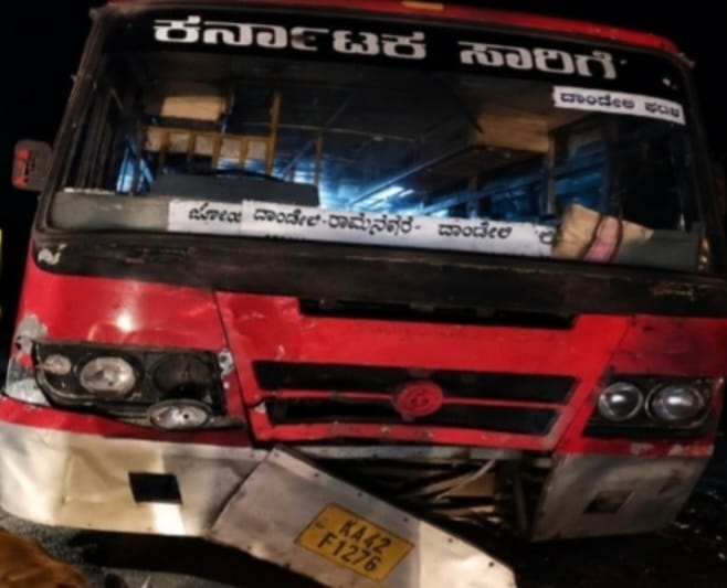 ರಸ್ತೆ ದಾಟುವಾಗ ಎಮ್ಮೆ ಹಿಂಡಿಗೆ ಬಸ್ ಅಪಘಾತ;ಒಂದು ಎಮ್ಮೆ,ಎರಡು ಕರು ಸಾವು