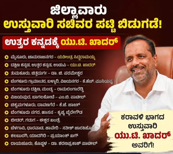 ಅಂತೂ ಇಂತೂ ಜಿಲ್ಲೆಗೆ ಉಸ್ತುವಾರಿ ಯು ಟಿ ಖಾದರ ಆದರು