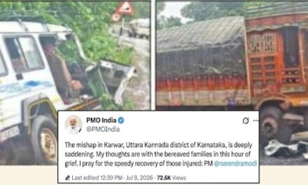 ಯಲ್ಲಾಪುರದ ಆರತಿಬೈಲ್ ಬಳಿ ಕ್ರೂಸರ್ – ಟ್ರಕ್ ಅಪಘಾತ;ಪ್ರಧಾನಿ ಮೋದಿ ಸಂತಾಪ