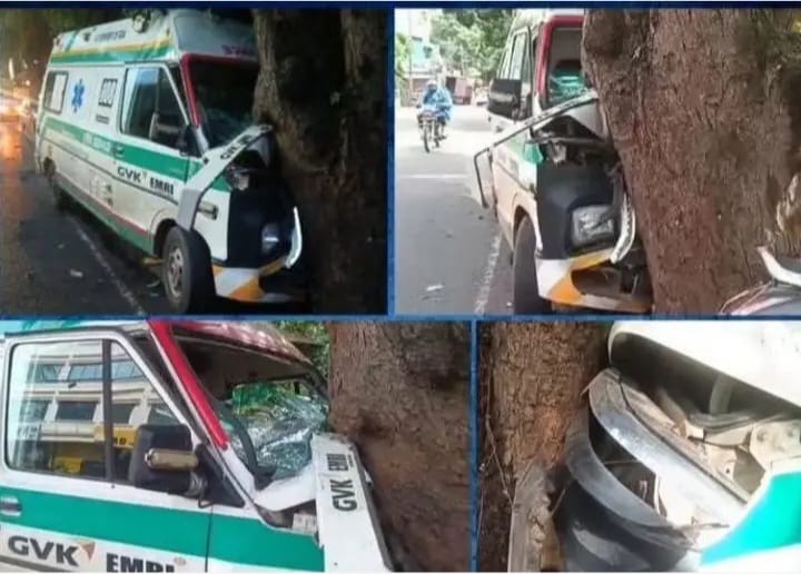 ​ಕ್ಯಾಂಡೋಲಿಂನಲ್ಲಿ 108 ಆಂಬುಲೆನ್ಸ್ ಮರಕ್ಕೆ ಡಿಕ್ಕಿ: ಚಾಲಕ, ನರ್ಸ್‌ಗೆ ಗಾಯ