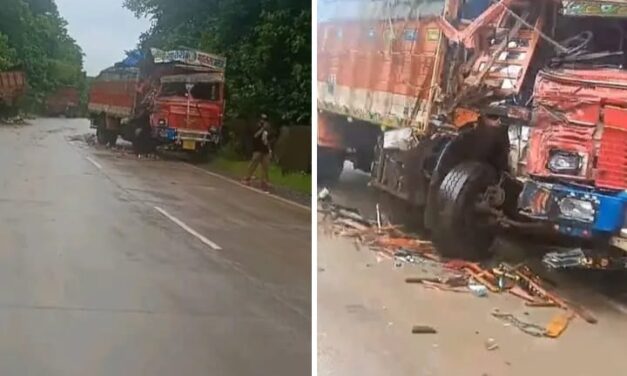 ಗೋವಾ-ಬೆಳಗಾವಿ ರಾಷ್ಟ್ರೀಯ ಹೆದ್ದಾರಿಯಲ್ಲಿ ಎರಡು ಟ್ರಕ್‌ಗಳ ಭೀಕರ ಡಿಕ್ಕಿ; ಇಬ್ಬರು ಚಾಲಕರು ಗಂಭೀರ ಗಾಯ
