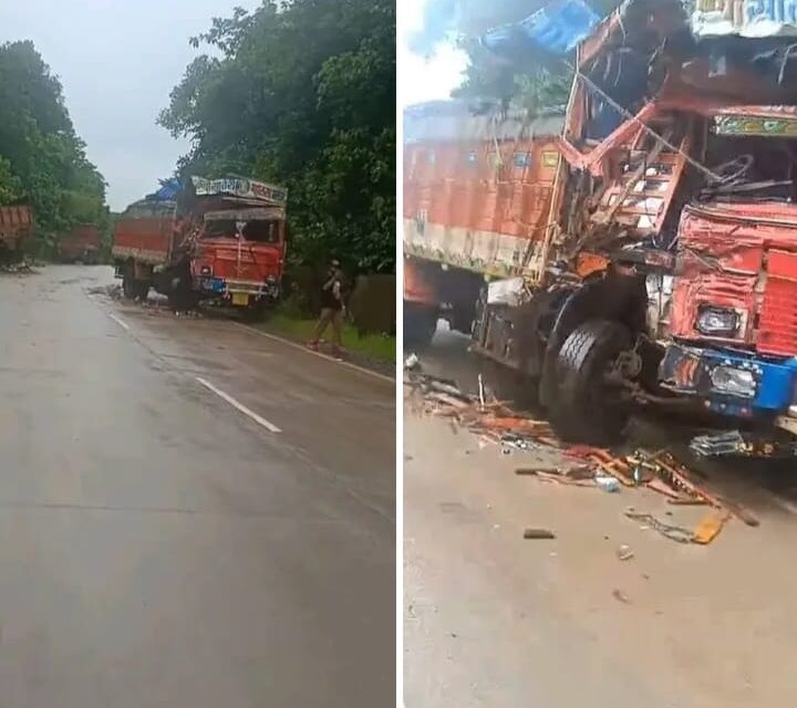 ಗೋವಾ-ಬೆಳಗಾವಿ ರಾಷ್ಟ್ರೀಯ ಹೆದ್ದಾರಿಯಲ್ಲಿ ಎರಡು ಟ್ರಕ್‌ಗಳ ಭೀಕರ ಡಿಕ್ಕಿ; ಇಬ್ಬರು ಚಾಲಕರು ಗಂಭೀರ ಗಾಯ