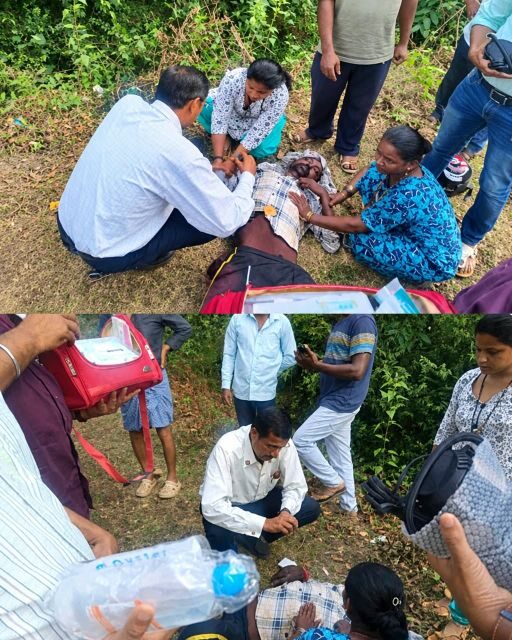 ಅಪಘಾತದಲ್ಲಿ ಗಾಯಗೊಂಡ ವ್ಯಕ್ತಿಗೆ ರಸ್ತೆಯಲ್ಲೇ ಚಿಕಿತ್ಸೆ ನೀಡಿ ಮಾನವೀಯತೆ ಮೆರೆದ ವೈದ್ಯ.